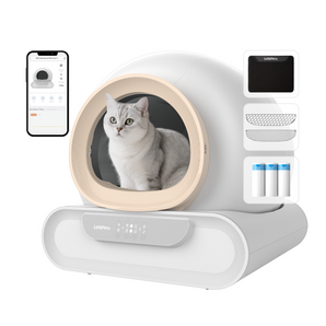 LeloPets D1 self-cleaning litter box, app controlled, automatic safety sensor, large capacity with lid, suitable for multi-cat households, black（副本）