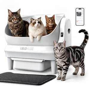 Self Cleaning Litter Box, Open Top 105L Automatic Litter Box for Multiple Cats, App Control, Safety Sensor, Anti-Pinch, Includes Mat & Liner - White