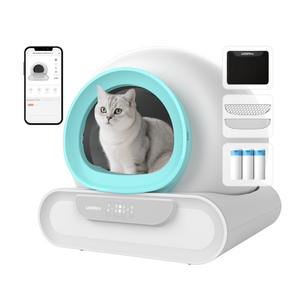 LeloPets D1 self-cleaning litter box, app controlled, automatic safety sensor, large capacity with lid, suitable for multi-cat households,  blue