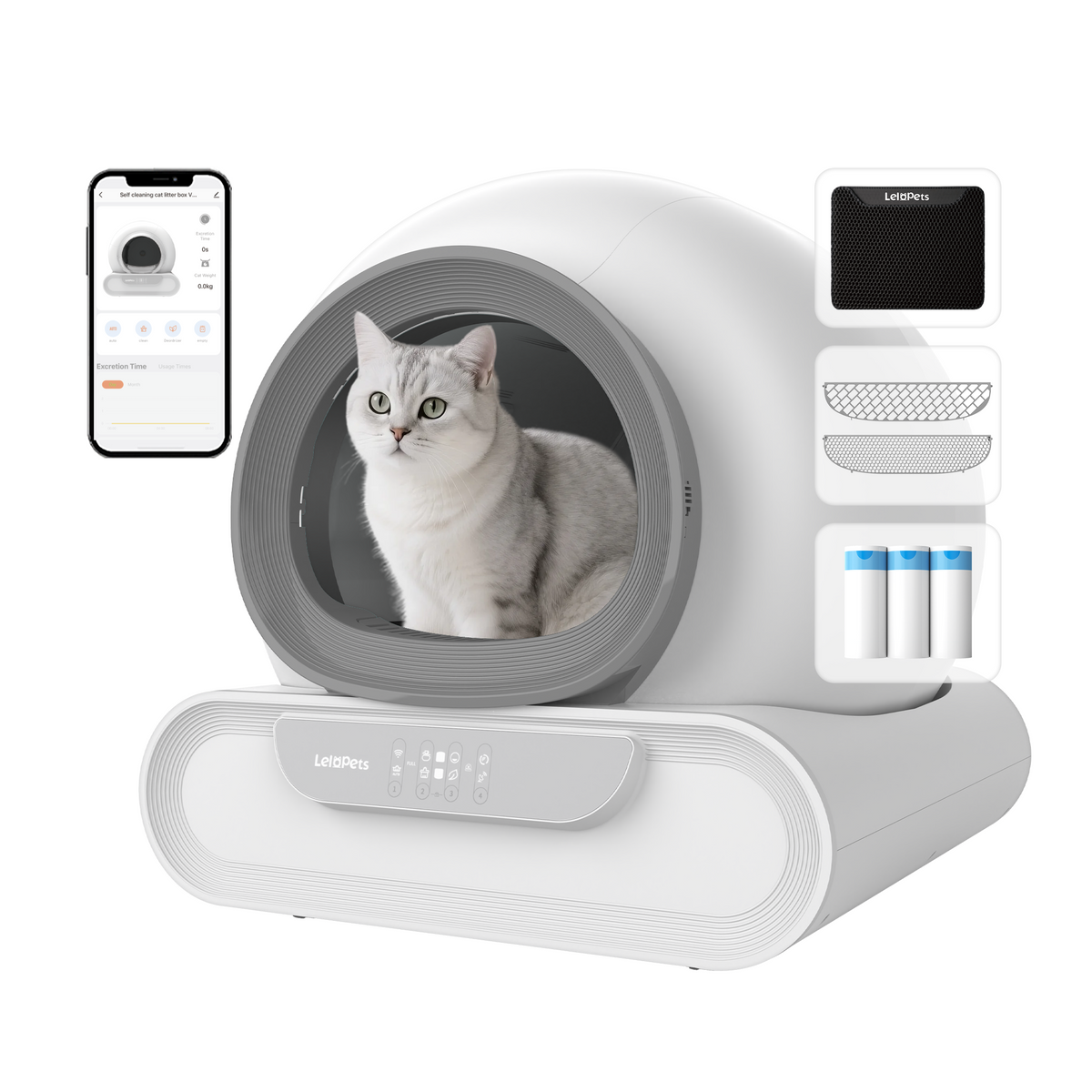 LeloPets 猫トイレ MSP-04 LeloPets D1 self-cleaning litter box, app controlled, automatic safety