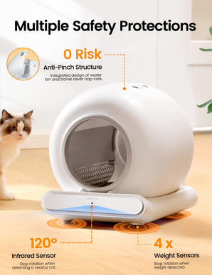 Self Cleaning Cat Litter Box, Ultra-Safe Protection Automatic Cat Litter Box, APP Control/Lower Entry/Large Capacity