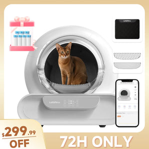 LeloPets D1 Automatic Cat Litter Box + 7 Rolls (105 Count) Waste Bags Bundle