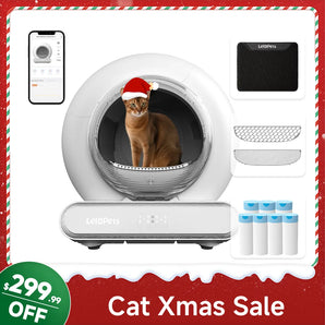 LeloPets C4 Automatic Cat Litter Box + 7 Rolls (105 Count) Waste Bags Bundle