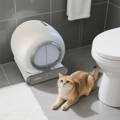 LeloPets Self-Cleaning Cat Litter Box for Bathrooms