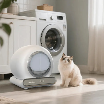 LeloPets Self-Cleaning Cat Litter Box for Laundry Rooms
